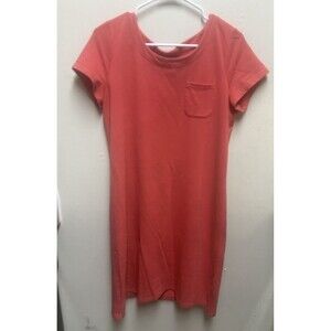 T By Talbots PIigment Dyed Terry Dress With Pocket size medium  orange red